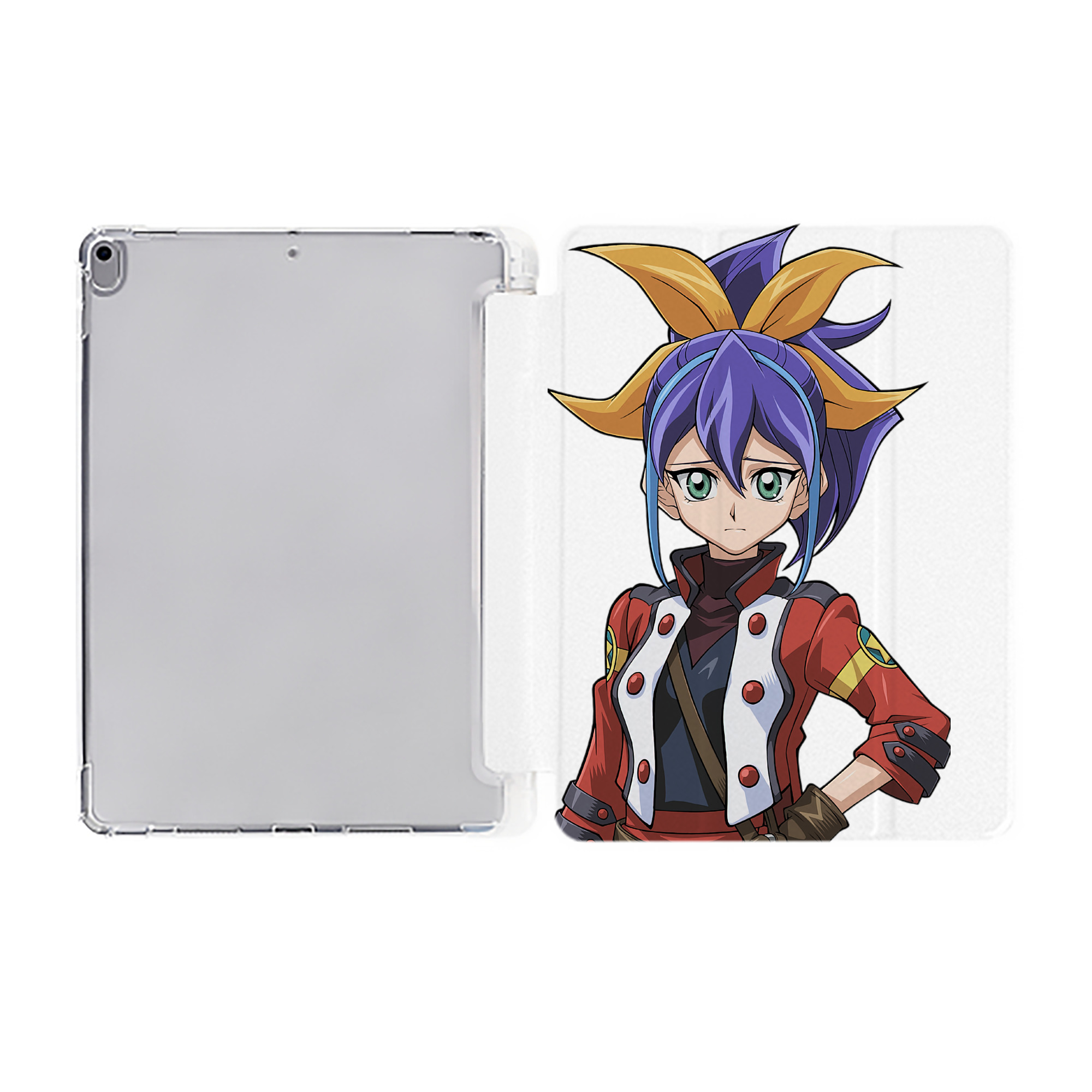 （画像用） 遊☆戯☆王 Yu-Gi-Oh! IPad ケース ペン収納付き 三つ折りスタンド PUレザー×シリコン 対応機種9.5/10.5/10.9インチ